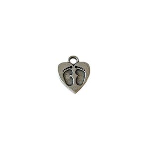 Sterling Silver Baby Feet Heart Charm